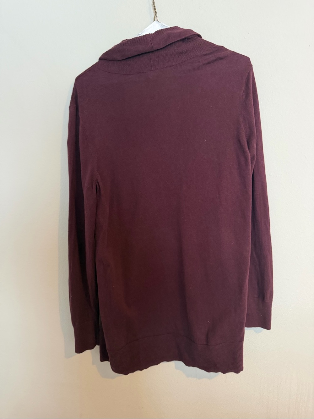 GAP Open-Front Wine Ribbed Cardigan - Picture 3 of 5